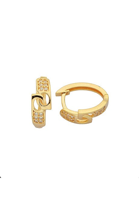 Solid Gold Gemstone Circle Design Earring | 14K (585) | 1.85 gr