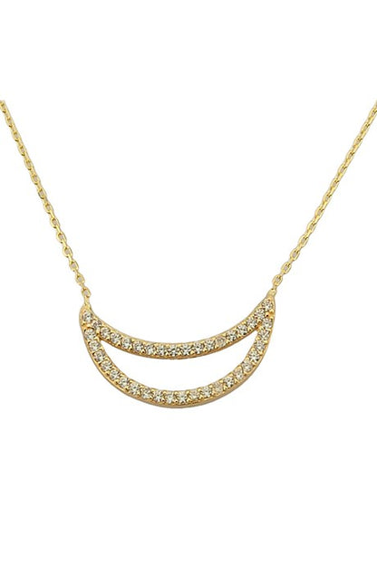 Collier croissant de pierres précieuses en or massif | 14K (585) | 1,85 g