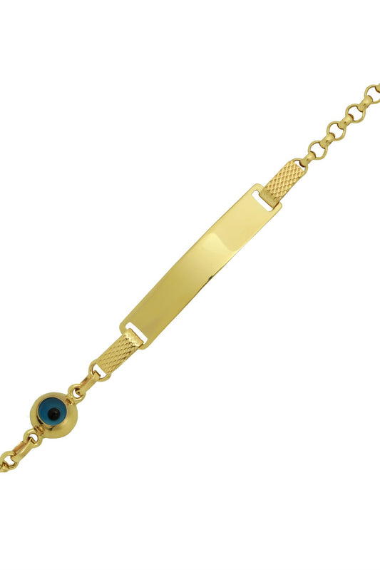 Bracelet pour bébé et enfant en or massif avec nom de pierre précieuse Evil Eye | 14K (585) | 3,05 grammes