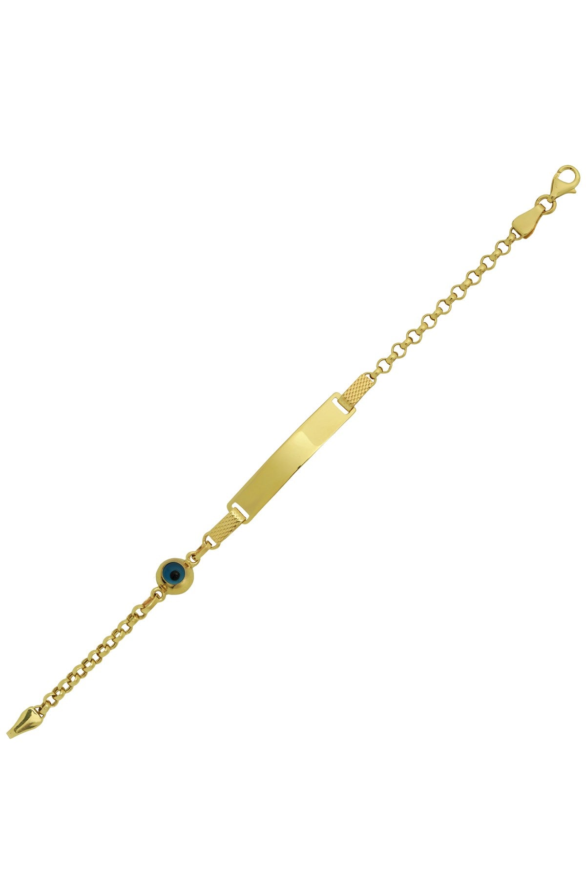 Bracelet pour bébé et enfant en or massif avec nom de pierre précieuse Evil Eye | 14K (585) | 3,05 grammes