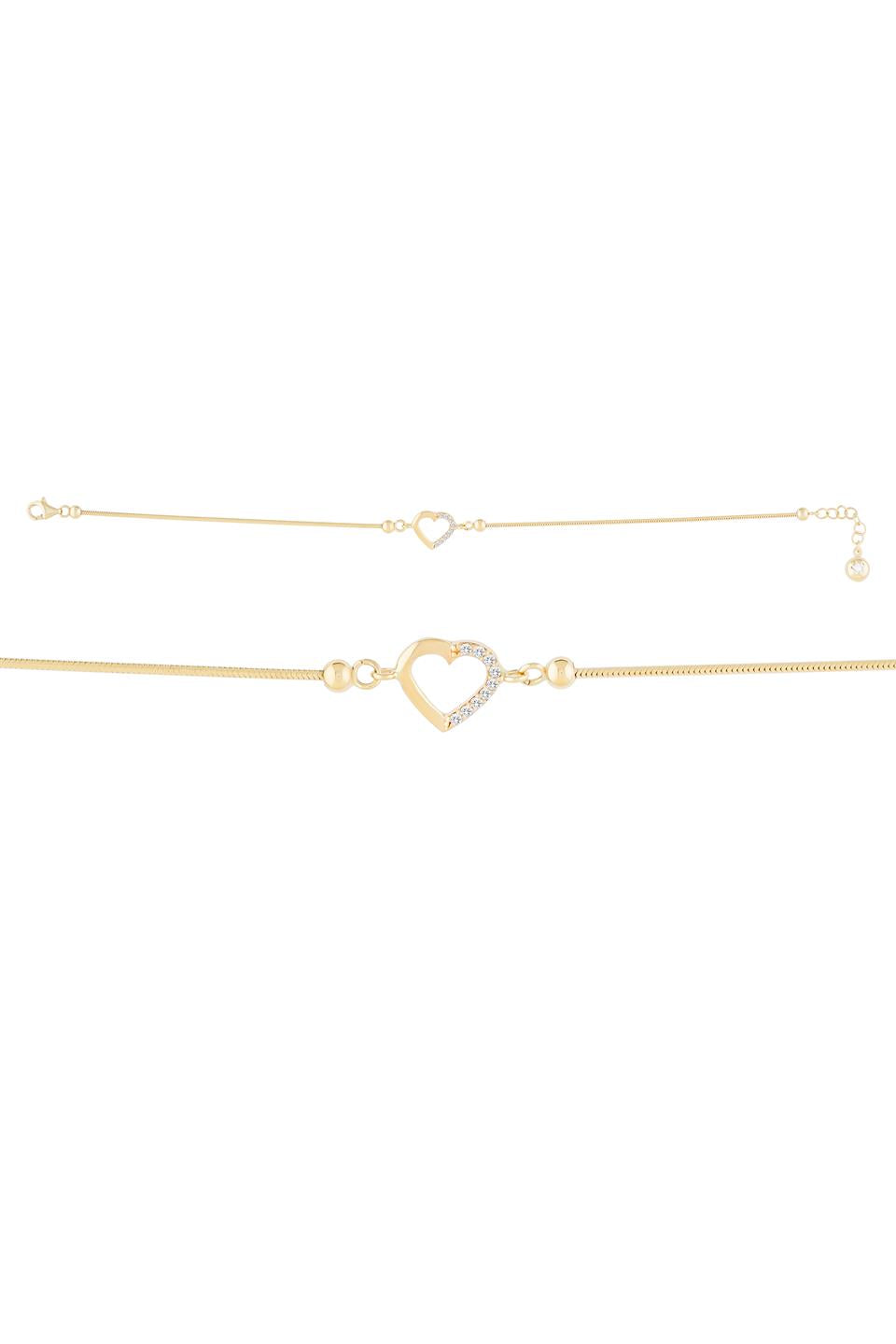 Pulsera de corazón de piedras preciosas de oro macizo