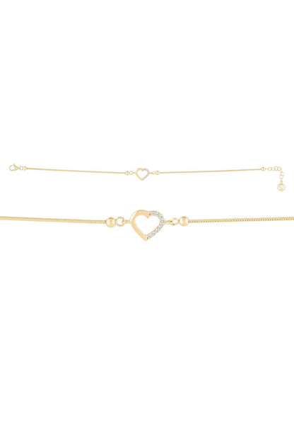 Pulsera de corazón de piedras preciosas de oro macizo