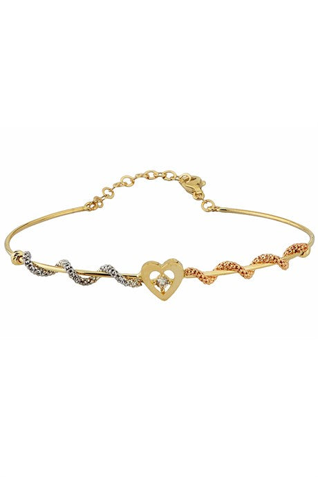 Bracelet coeur en or massif avec pierres précieuses | 14K (585) | 3,52 grammes