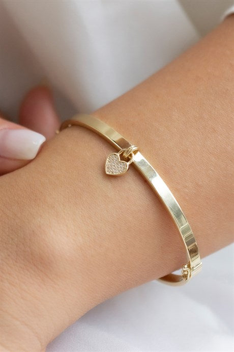 Solid Gold Gemstone Heart Bracelet | 14K (585) | 7.35 gr