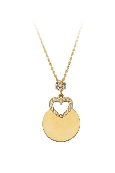 Solid Gold Gemstone Heart Necklace | 14K (585) | 2.42 gr