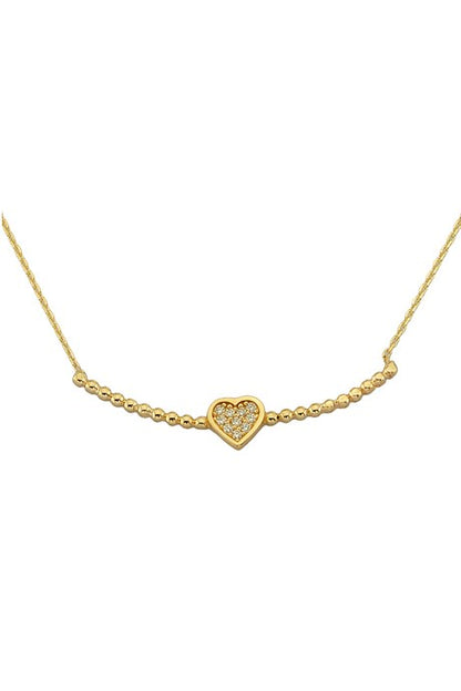 Collar de corazón de piedras preciosas de oro macizo | 14K (585) | 1,65 gramos