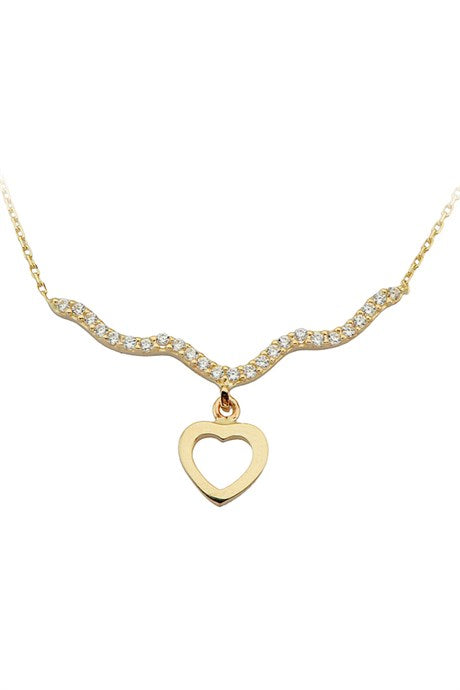 Solid Gold Gemstone Heart Necklace | 14K (585) | 1.80 gr