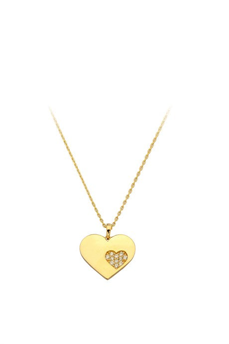 Solid Gold Gemstone Heart Necklace | 14K (585) | 1.97 gr