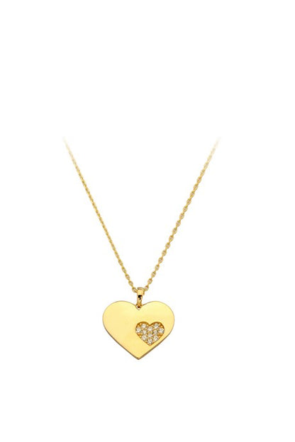 Collier coeur en or massif avec pierres précieuses | 14K (585) | 1,97 g