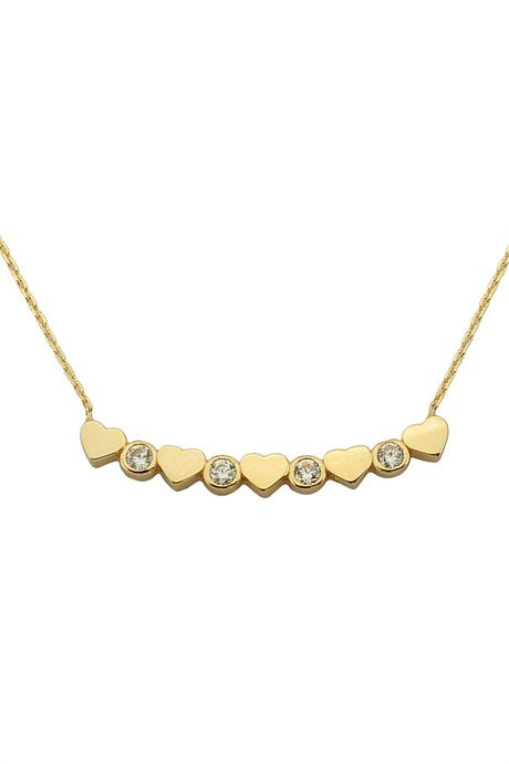 Collier coeur en or massif avec pierres précieuses | 14K (585) | 1,98 g