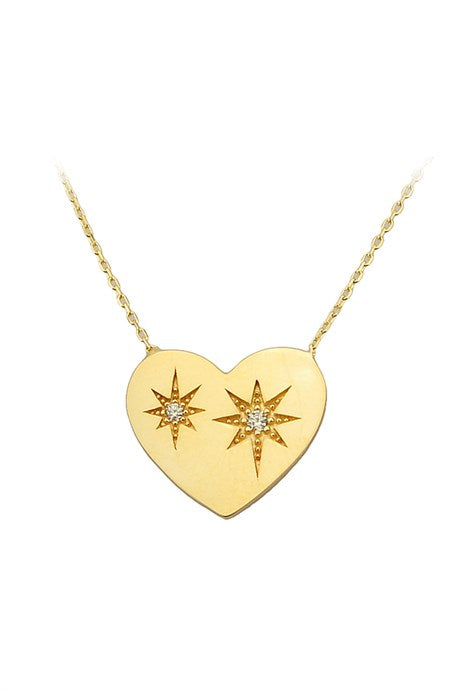 Solid Gold Gemstone Heart Necklace | 14K (585) | 2.61 gr