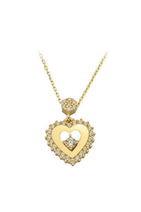 Solid Gold Gemstone Heart Necklace | 14K (585) | 2.19 gr