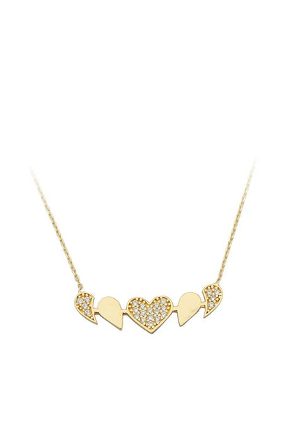 Solid Gold Gemstone Heart Necklace | 14K (585) | 1.90 gr