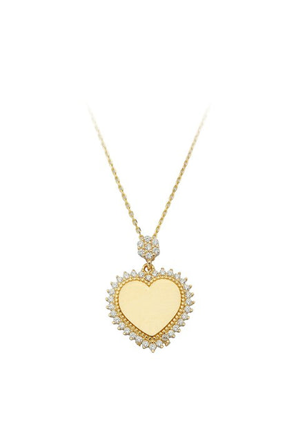 Collar de corazón de piedras preciosas de oro macizo | 14K (585) | 2,48 gramos