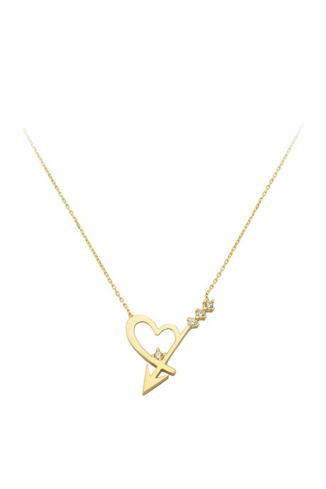 Collier coeur en or massif avec pierres précieuses | 14K (585) | 2,36 grammes