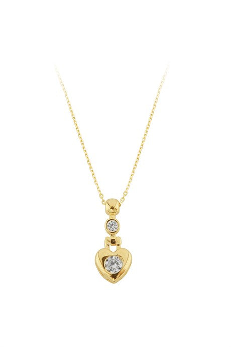 Collar de corazón de piedras preciosas de oro macizo | 14K (585) | 1,77 gramos