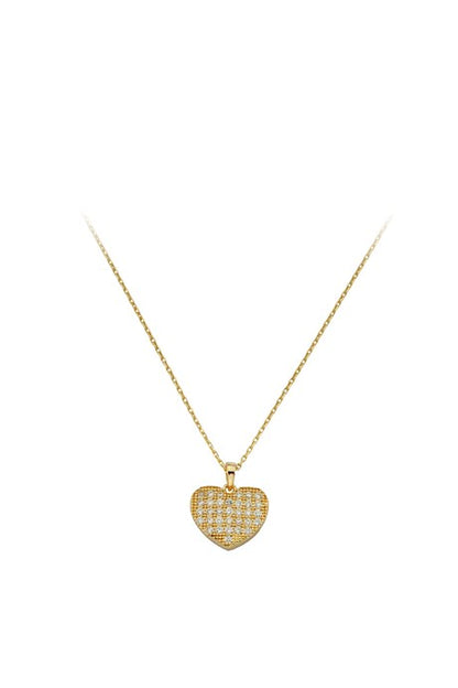 Collier coeur en or massif avec pierres précieuses | 14K (585) | 1,70 gr