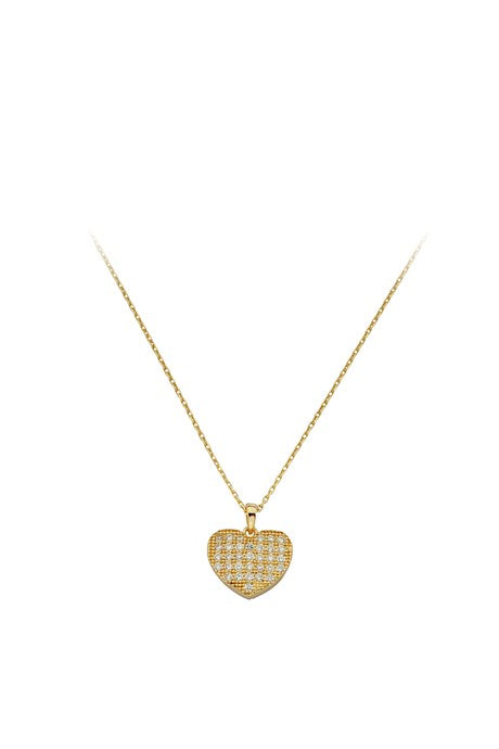 Collar de corazón de piedras preciosas de oro macizo | 14K (585) | 1,70 gramos