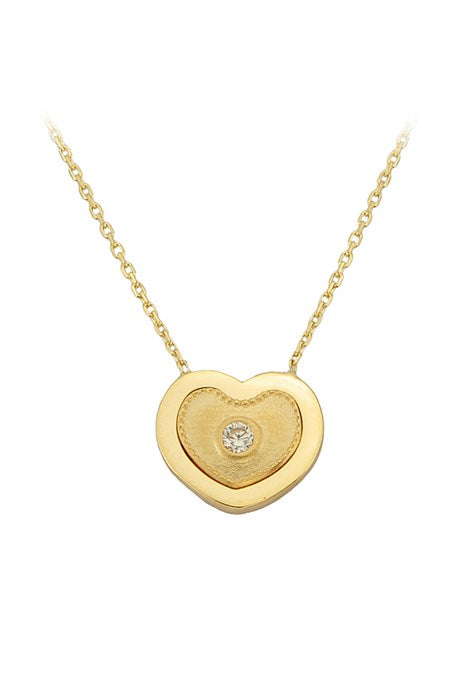 Solid Gold Gemstone Heart Necklace | 14K (585) | 2.15 gr