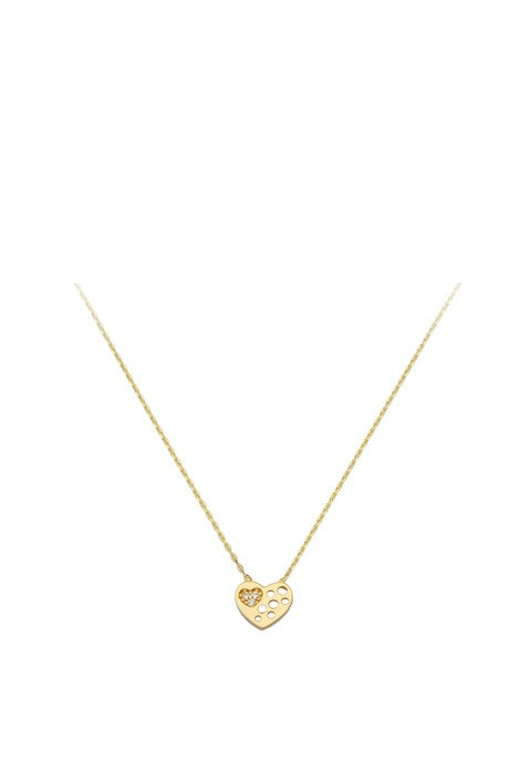 Collar de corazón de piedras preciosas de oro macizo | 14K (585) | 1,47 gramos