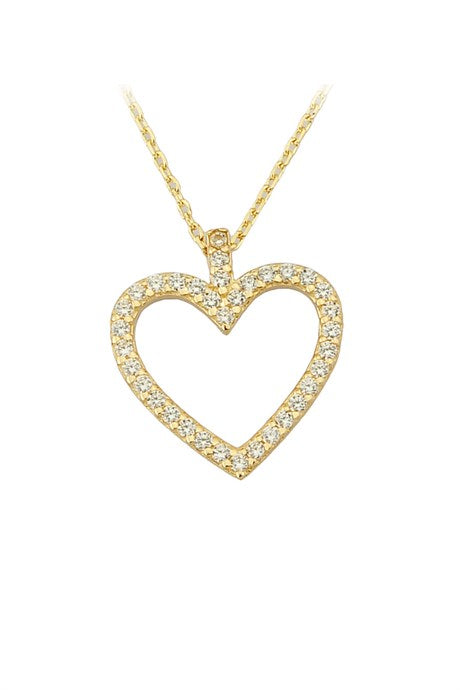 Solid Gold Gemstone Heart Necklace | 14K (585) | 1.66 gr