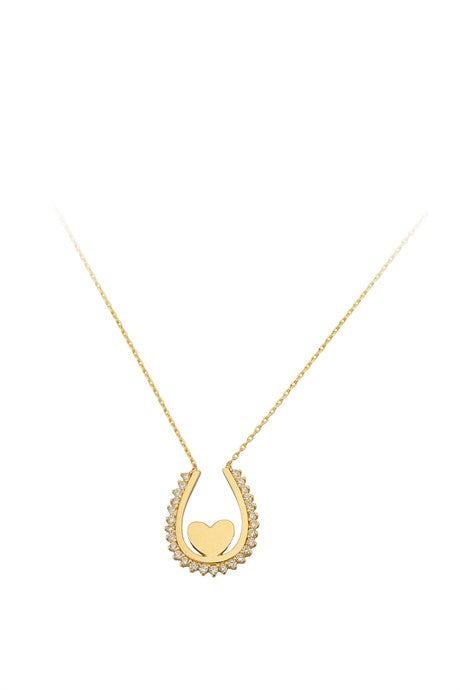 Collier coeur en or massif avec pierres précieuses | 14K (585) | 2,35 grammes