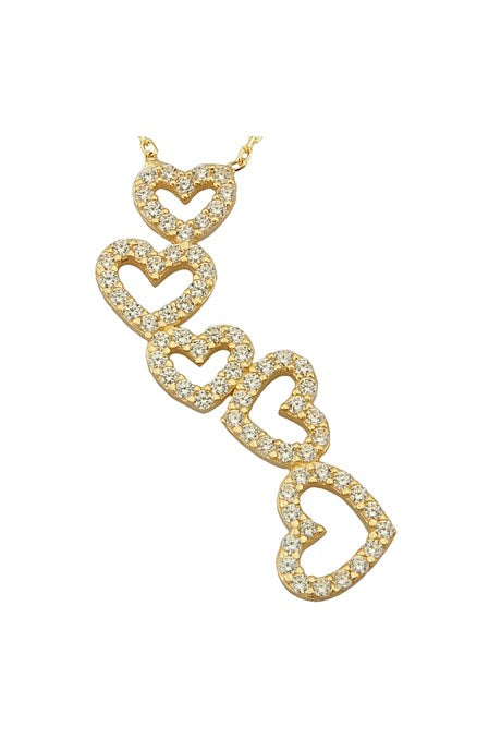 Collar de corazón de piedras preciosas de oro macizo | 14K (585) | 2,18 gramos