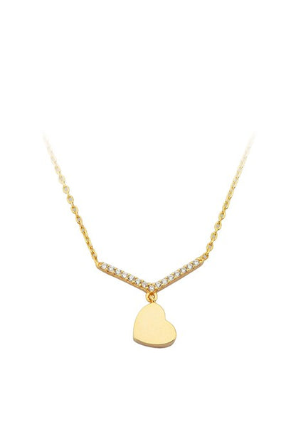 Collier coeur en or massif avec pierres précieuses | 14K (585) | 2,00 gr