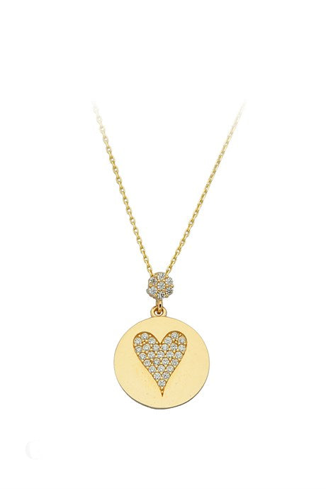 Solid Gold Gemstone Heart Necklace | 14K (585) | 2.94 gr