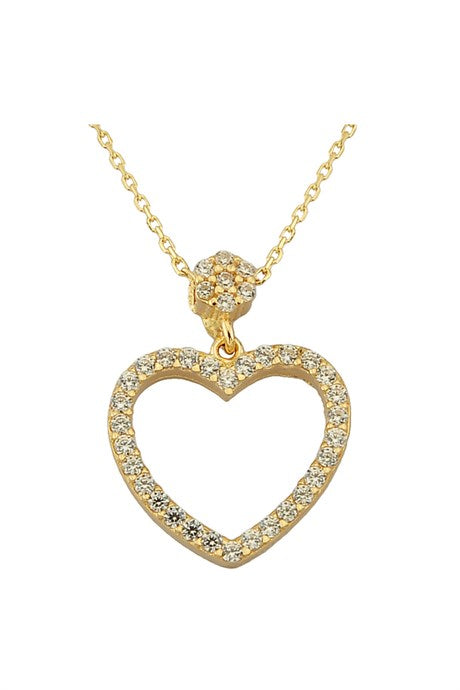 Collier coeur en or massif avec pierres précieuses | 14K (585) | 1,91 gr