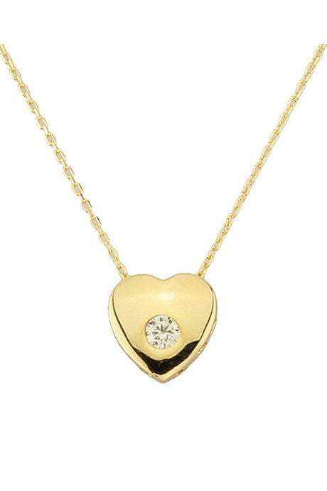 Collier coeur en or massif avec pierres précieuses | 14K (585) | 1,53 g