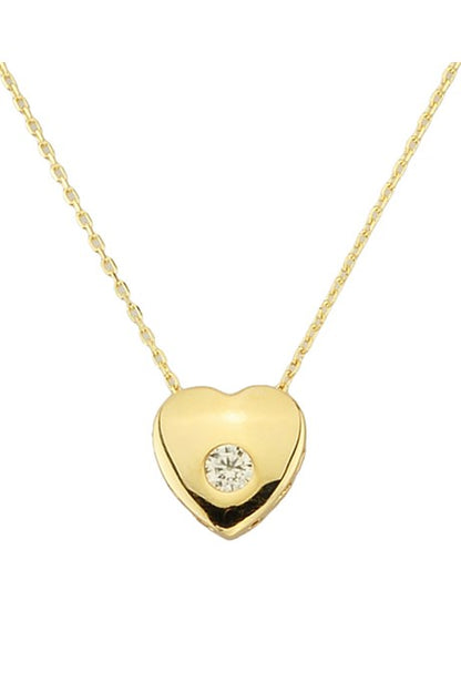 Solid Gold Gemstone Heart Necklace | 14K (585) | 1.53 gr