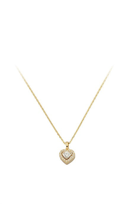 Collier coeur en or massif avec pierres précieuses | 14K (585) | 1,77 g