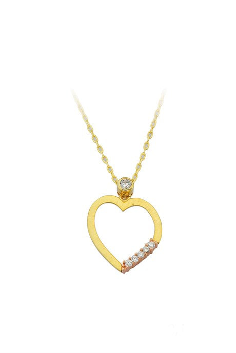 Collar de corazón de piedras preciosas de oro macizo | 14K (585) | 2,10 gramos