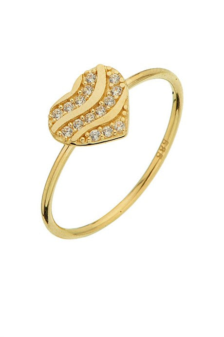 Solid Gold Gemstone Heart Ring | 14K (585) | 1.10 gr