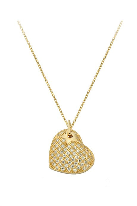 Collar de corazón de piedras preciosas de oro macizo | 14K (585) | 2,54 gramos