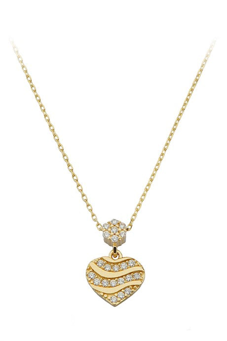 Solid Gold Gemstone Heart Necklace | 14K (585) | 1.75 gr