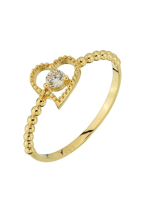 Solid Gold Gemstone Heart Ring | 14K (585) | 1.26 gr