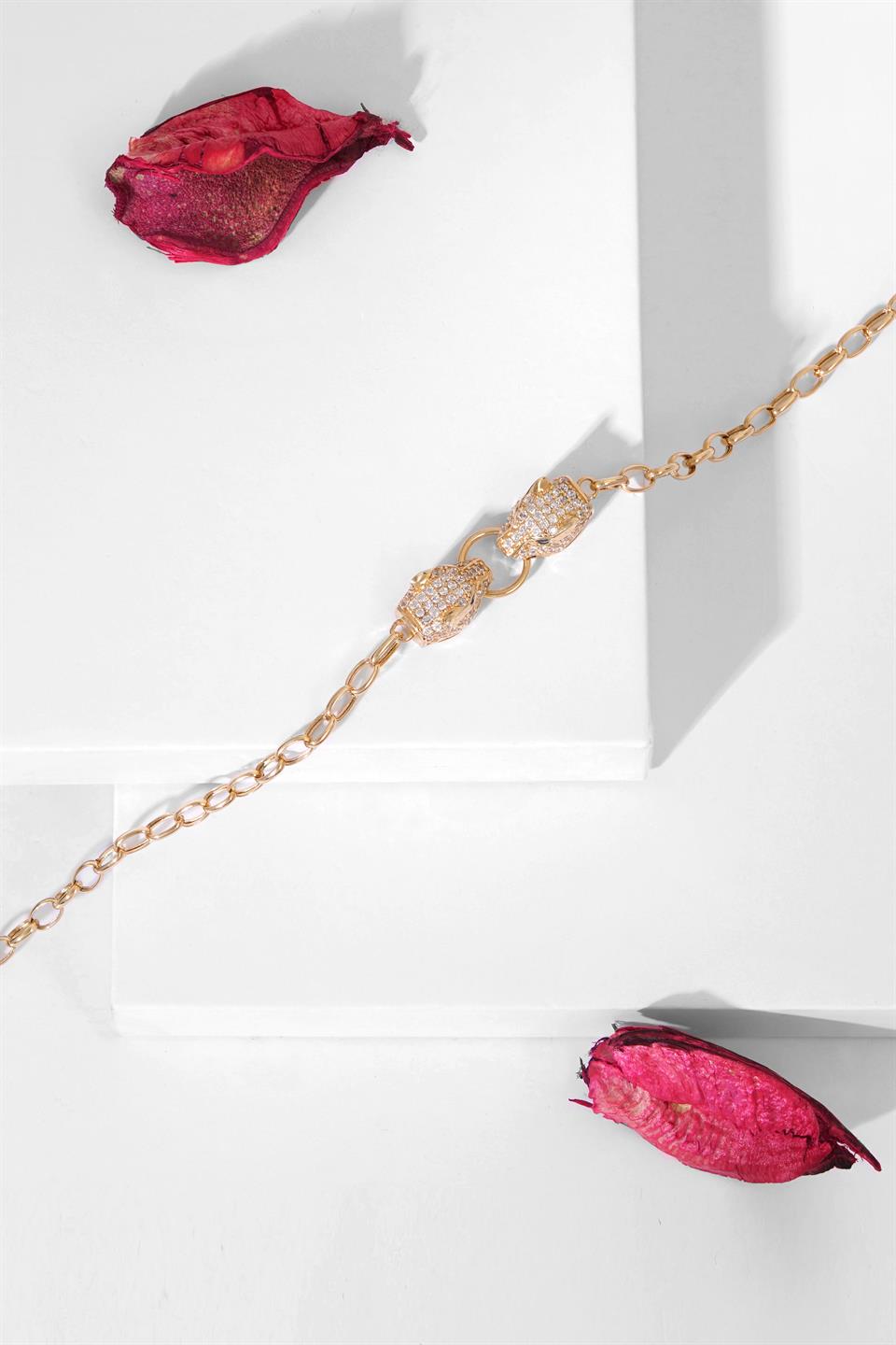 Pulsera de tigre con piedras preciosas de oro macizo