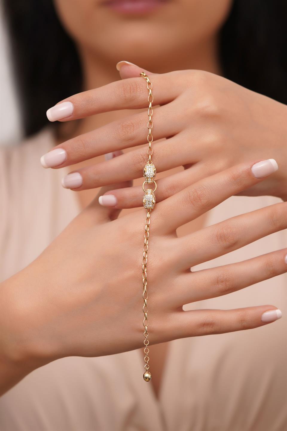 Pulsera de tigre con piedras preciosas de oro macizo