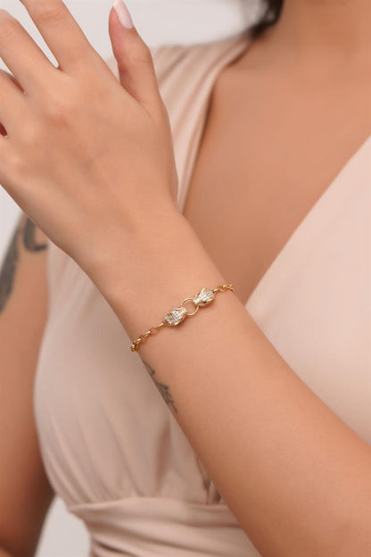 Pulsera de tigre con piedras preciosas de oro macizo