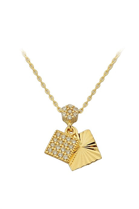 Solid Gold Gemstone Square Necklace | 14K (585) | 1.59 gr