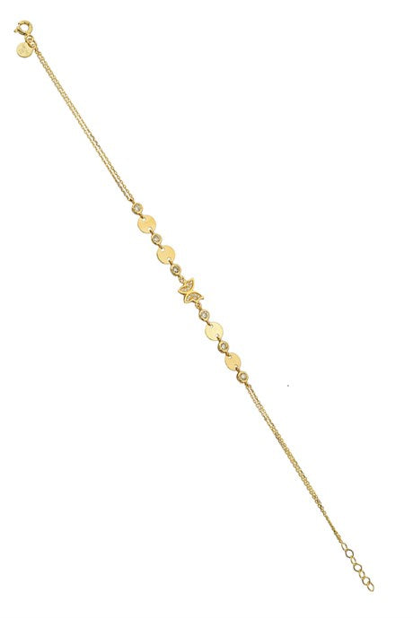 Bracelet papillon en or massif avec pierres précieuses | 14K (585) | 2,70 gr