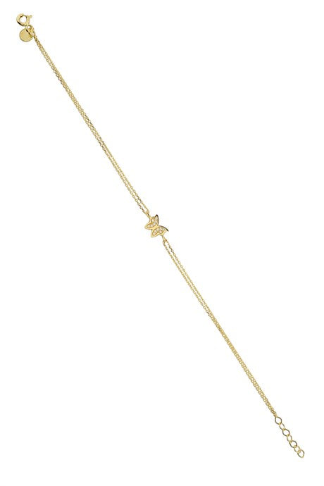 Bracelet papillon en or massif avec pierres précieuses | 14K (585) | 1,40 gr