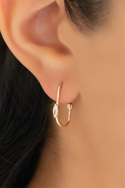 Boucle d'oreille en or massif avec pierres précieuses | 14K (585) | 1,44 g