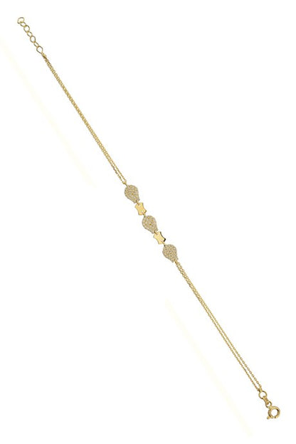 Bracelet tulipe en or massif avec pierres précieuses | 14K (585) | 1,84 g