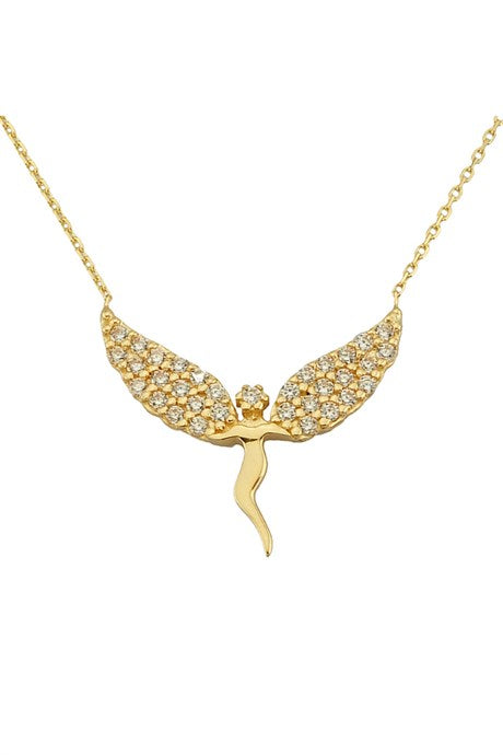 Solid Gold Gemstone Angel Necklace | 14K (585) | 2.25 gr