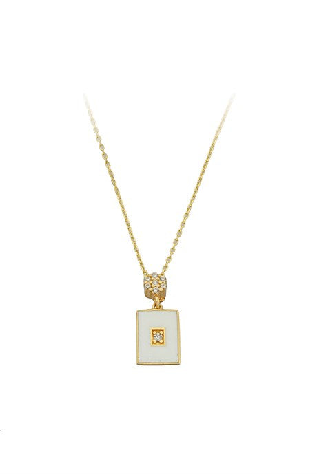 Solid Gold Gemstone Enamel Necklace | 14K (585) | 2.12 gr