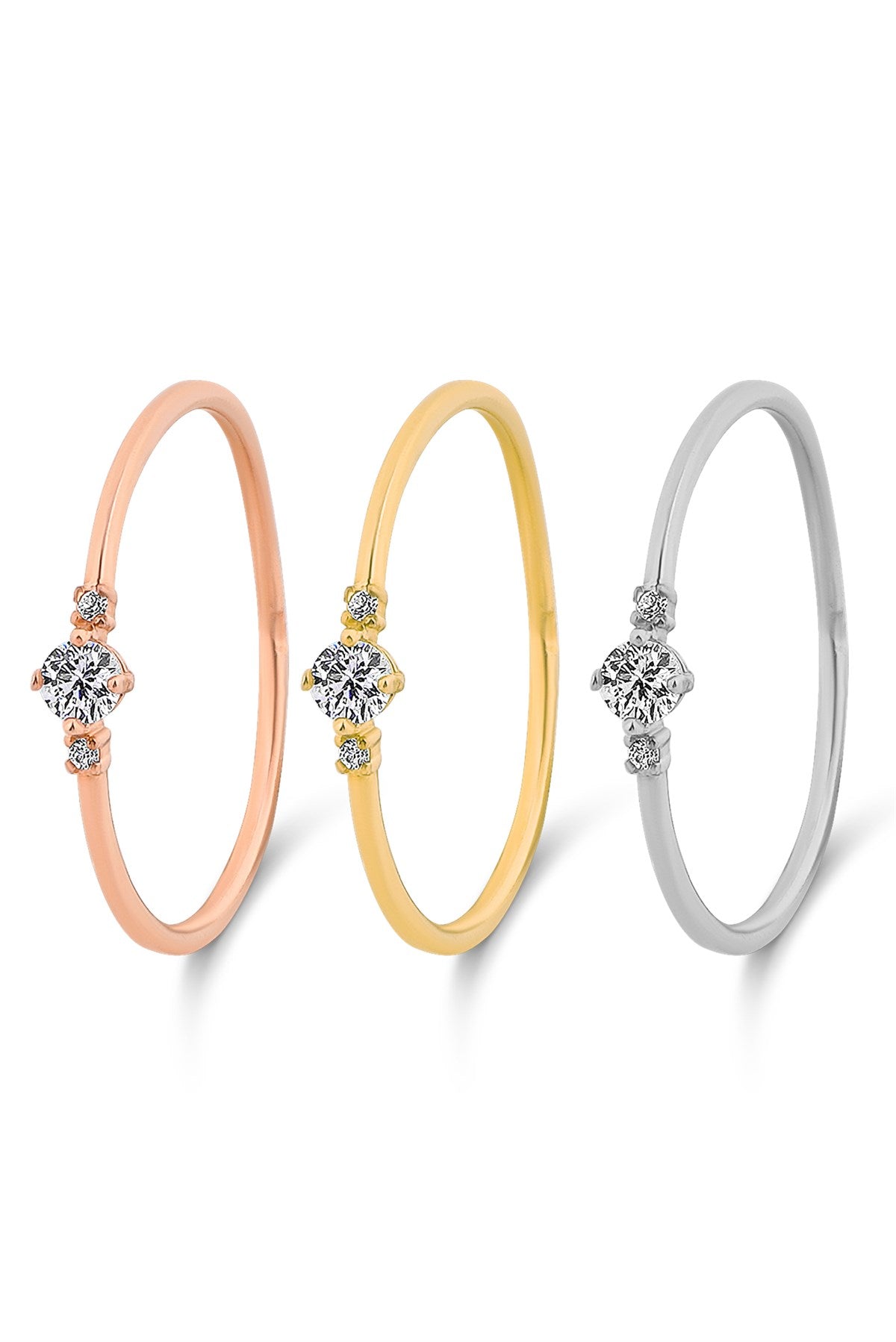 Anillo mínimo de piedras preciosas de oro macizo