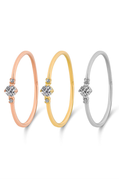 Anillo mínimo de piedras preciosas de oro macizo